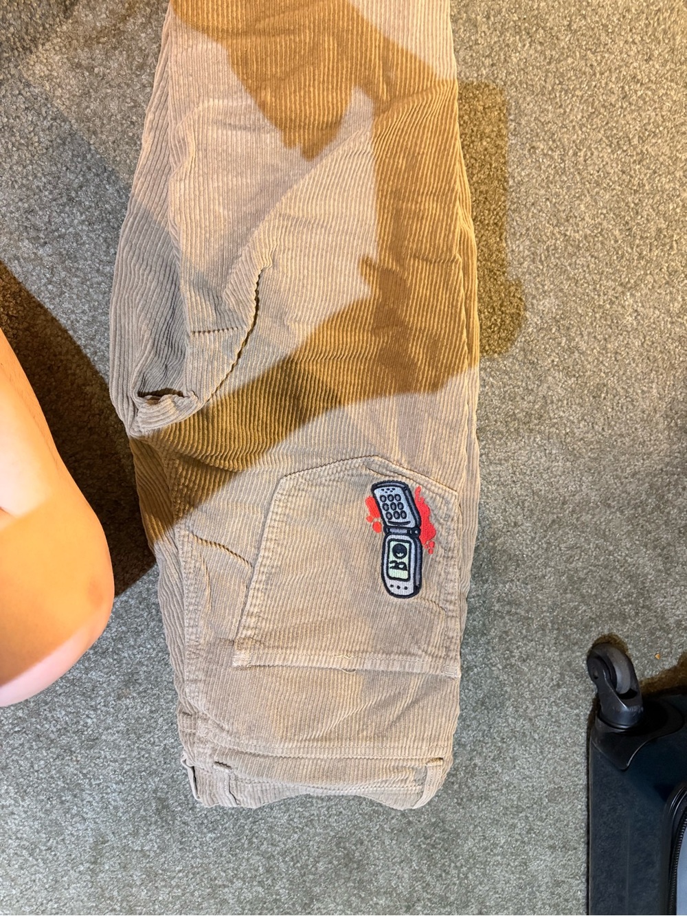 Empyre Tan Corduroy Cargo Pants with Remote Patch